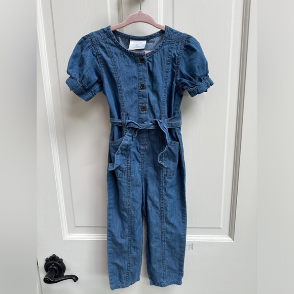NWOT Okie Dokie 3T Girls Short Sleeve Blue Jean Jumpsuit - Picture 1 of 4
